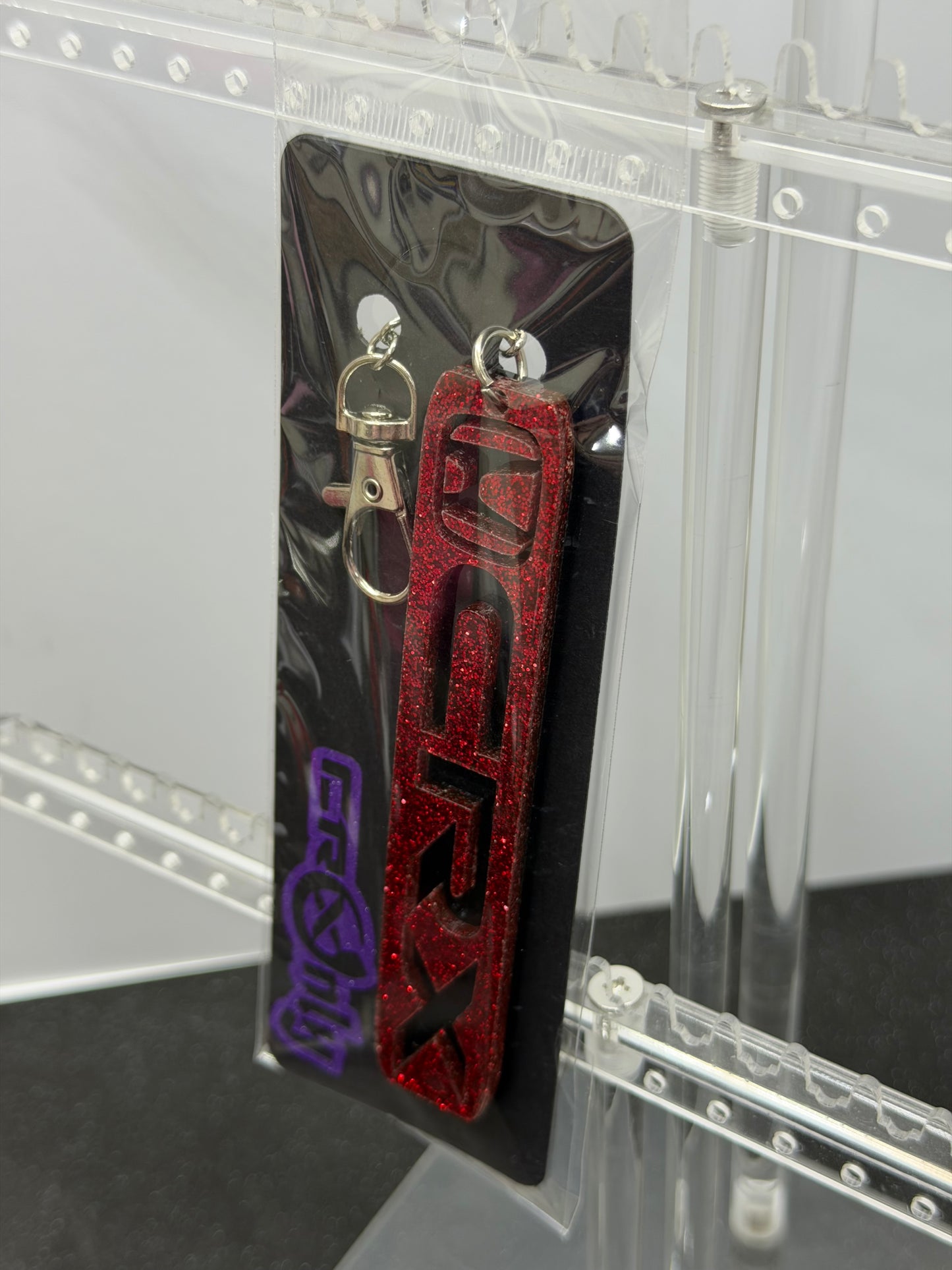 Honda CRX Acrylic Keychain - Glitter Red